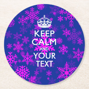 Porta-copo De Papel Redondo Mantenha a calma personalizada e a neve de texto