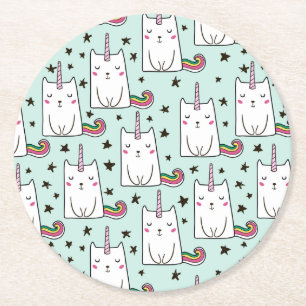 Porta-copo De Papel Redondo Mão bonito teste padrão tirado do gato do