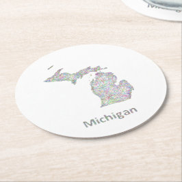 Porta-copo De Papel Redondo Mapa de Michigan
