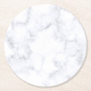 Porta-copo De Papel Redondo Marble Branco
