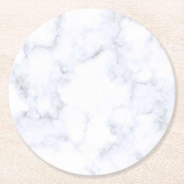 Porta-copo De Papel Redondo Marble Branco (Frente)
