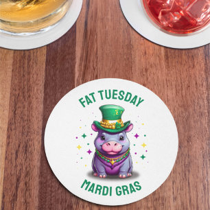 Porta-copo De Papel Redondo Mardi Gras Fat Terça-feira Hippo Sticker