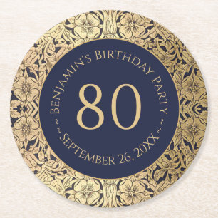 Porta-copo De Papel Redondo Marinho de 80 de Festa de aniversário de de Vintag