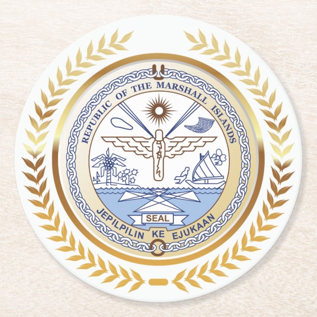 Porta-copo De Papel Redondo Marshall Islands Seal (Frente)