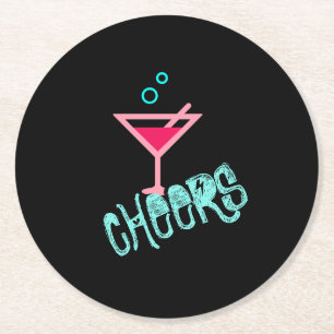 Porta-copo De Papel Redondo Martini - Arte de Pop, Rosa e Turquesa com Álcool