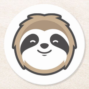 Porta-copo De Papel Redondo Mascote da preguiça