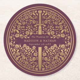 Porta-copo De Papel Redondo Mauve Royal Medieval Wedding