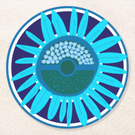 Porta-copo De Papel Redondo Mazipoodles Sunflower Sunshine: Blue 1