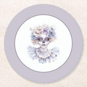 Porta-copo De Papel Redondo Menina Floral de Creme de Lavanda Halloween