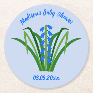 Porta-copo De Papel Redondo Menino Azul Flor de Bluebell Chuvinha de Bebê Prim