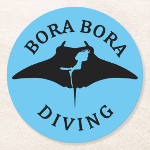 Porta-copo De Papel Redondo Mergulho Scuba Com Raios Manta Em Bora Bora