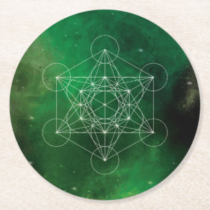 Porta-copo De Papel Redondo Metatron, chakra,zen,geométrico sagrado, anjo