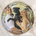 Porta-copo De Papel Redondo Meus Humanos Estão Casando Foto Personalizada De C<br><div class="desc">Celebre seu noivado e dê ao único casamento de cães salve as datas com esta foto personalizada, e personalize o casamento 'Meus Humanos estão se casando', salve a porta copos da data. Esta porta copos personalizada de casamento de fotos é perfeita para favores de festa de noivado, e um alternativo...</div>