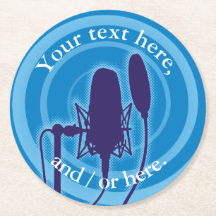 Porta-copo De Papel Redondo Microfone Studio