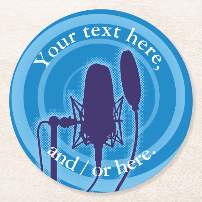 Porta-copo De Papel Redondo Microfone Studio (Frente)