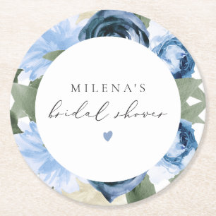 Porta-copo De Papel Redondo MILENA Algo Azul Floral Chuveiro de Noiva
