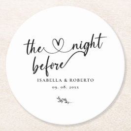 Porta-copo De Papel Redondo Mínimo Preto e Branco Na Noite Anterior