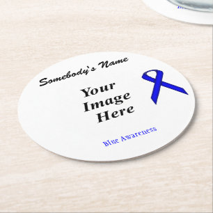 Porta-copo De Papel Redondo Modelo de Faixa Azul Padrão por K Yoncich