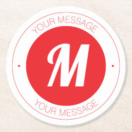 Porta-copo De Papel Redondo Modelo de Monograma e Texto Circular Personalizáve