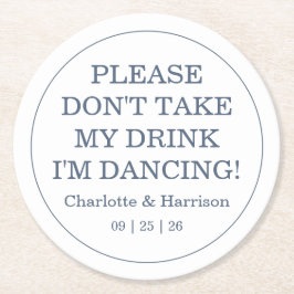 Porta-copo De Papel Redondo Modern Blue Drink Cover Wedding