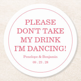 Porta-copo De Papel Redondo Modern Bright Pink Drink Cover Wedding