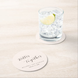 Porta-copo De Papel Redondo Modern Earthy Neutral Wedding