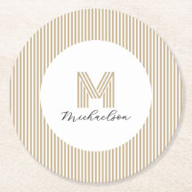 Modern Minimal Gold Stripes Monogram