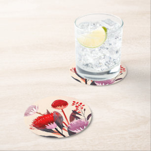 Porta-copo De Papel Redondo Moderno Minimalista Boho Floral Botânico