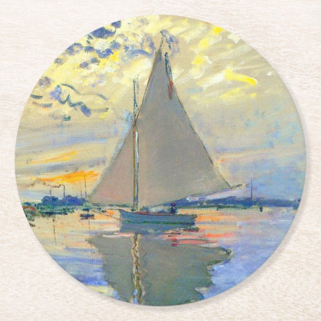 Porta-copo De Papel Redondo Monet Sailboat no Le Petit-Gennevilliers (Frente)