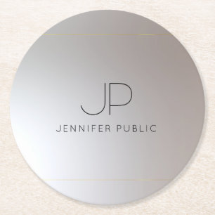 Porta-copo De Papel Redondo Monograma Elegante Dourado Inicial