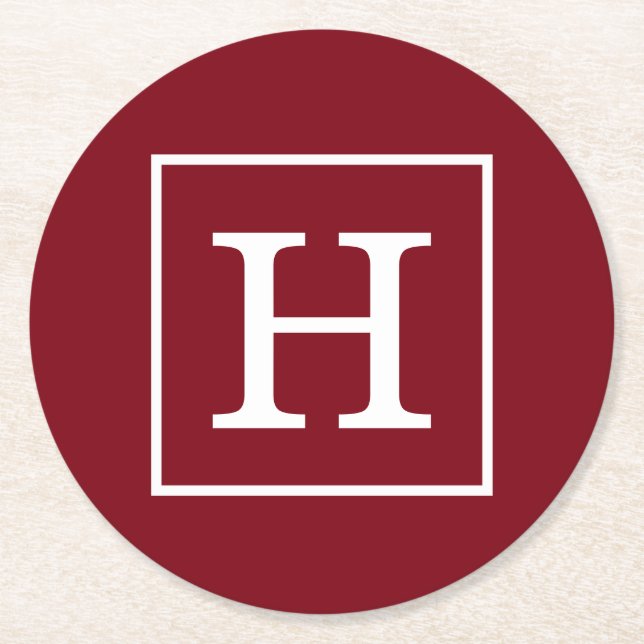 Porta-copo De Papel Redondo Monograma inicial com estrutura branca (Frente)