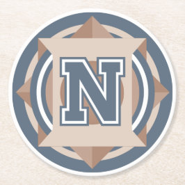 Porta-copo De Papel Redondo Monograma inicial personalizado "N"