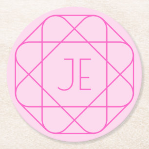 Porta-copo De Papel Redondo Monograma Legal, Estilo do Logotipo da anca  Rosa 