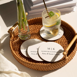 Porta-copo De Papel Redondo Monograma minimalista moderno ou Adicionar logotip