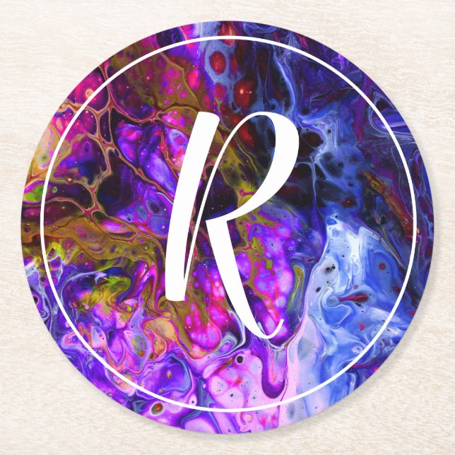 Porta-copo De Papel Redondo Monograma mundial fantasia (Frente)