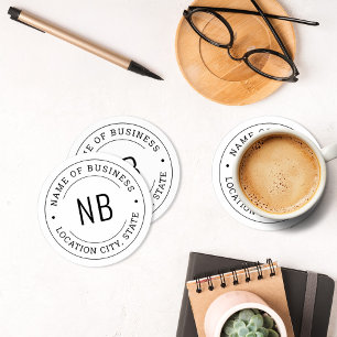 Porta-copo De Papel Redondo Monograma Personalizado Branco Redondo Localização