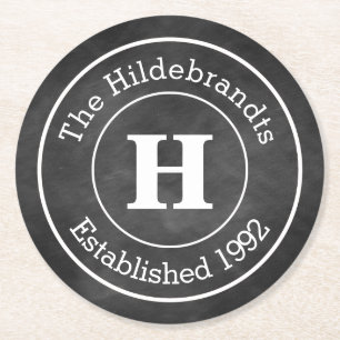 Porta-copo De Papel Redondo Monograma Personalizado do Quadro de Referência Fa