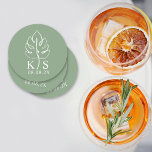 Porta-copo De Papel Redondo Monograma personalizado Monstro Salvar o logotipo<br><div class="desc">Monograma personalizado Monstera Salvar a data Logotipo redondo Porta copos de papel</div>