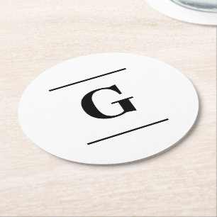Porta-copo De Papel Redondo Monograma simples branco minimalista