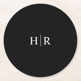 Porta-copo De Papel Redondo Monograma Simples Elegante