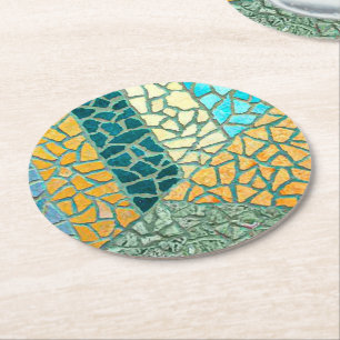 Porta-copo De Papel Redondo Mosaico da Pintura em Aquaico + suas ideias
