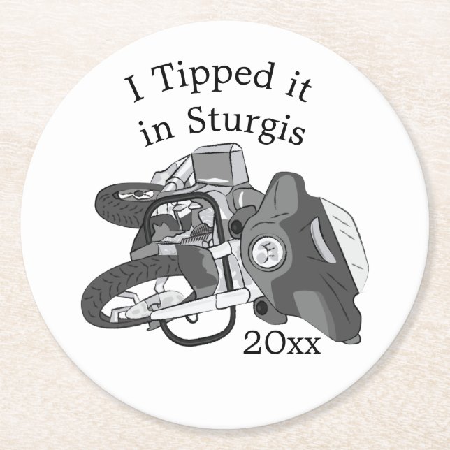 Porta-copo De Papel Redondo Motocicleta derrubada (Frente)