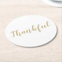 Porta-copo De Papel Redondo Muito obrigado, escritura moderna, branca e ouro, 