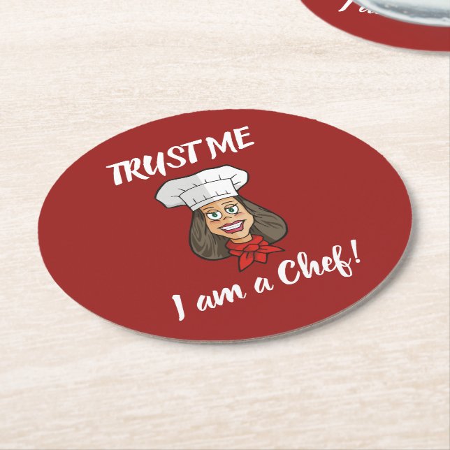 Porta-copo De Papel Redondo Mulher Chef (Angulado)