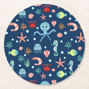Porta-copo De Papel Redondo Mundo do Mar