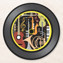 Porta-copo De Papel Redondo Music Vinyl Record