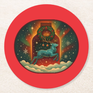 Porta-copo De Papel Redondo Mystic Winter Stag-Red BG