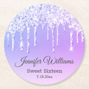 Porta-copo De Papel Redondo na moda doce 16 relíquias púrpura