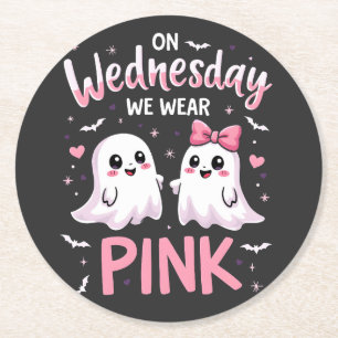 Porta-copo De Papel Redondo Na Quarta-Feira Vestimos O Crânio De Halloween Ros