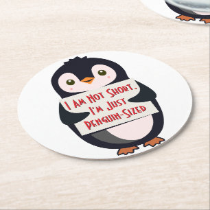 Porta-copo De Papel Redondo Não Sou Baixo, Sou Só do Tamanho de um Pinguim